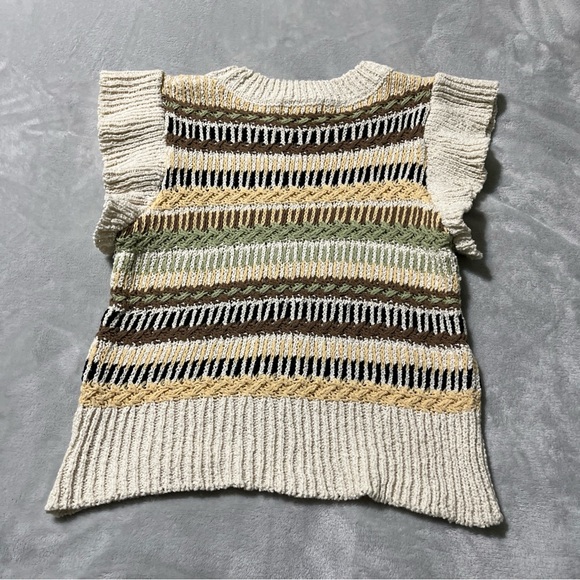 Elan Womens XS Pullover Sweater Top Ruffle Sleeveless Stripe Pullover - Picture 10 of 10